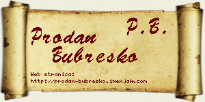 Prodan Bubreško vizit kartica